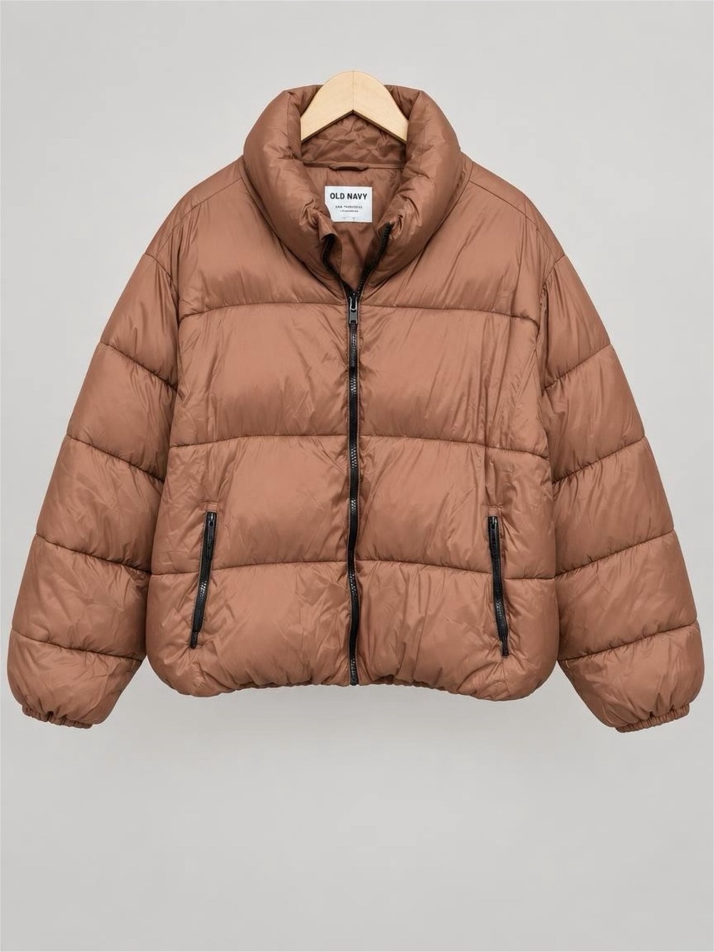Old Navy Women’s Plus Rust Brown Boxy Quilted Puffer Jacket